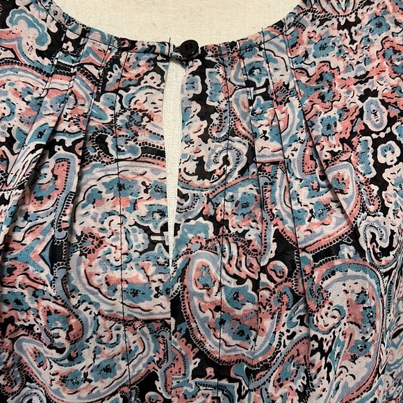 3. C Boho Blouse in Paisley Print, Split Sleeves, Size Large - Picture 4 of 16